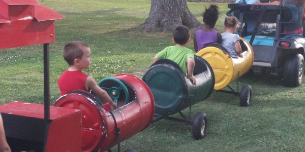 These kids were having a barrel of fun