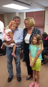 McCaskill is also pictured with veteran Bill Booth, who served in Vietnam. Joining him are his two daughters, Dara, 3; and Zoe, 9. He was also accompanied to the event by his wife, Kristi.