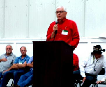 Ozark Border President, Ed Crow, addresses the members