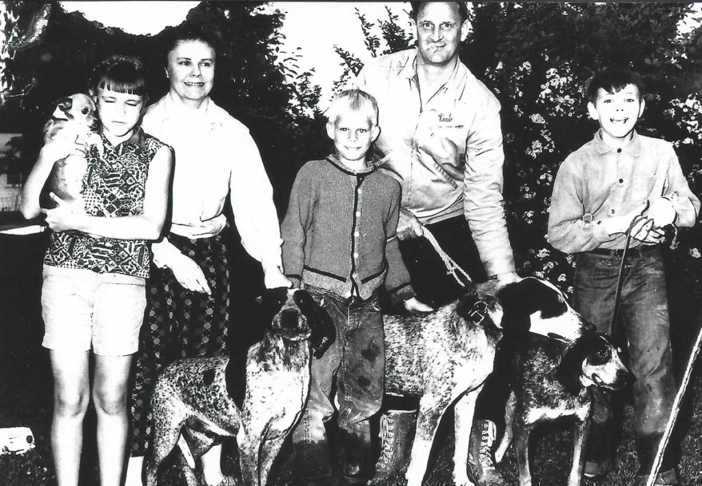 The Woods Clan in the 1960s: Paula Woods, Elaine Woods, Doug Woods, Paul Woods, Mike Woods.
