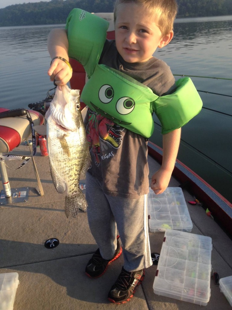 5-year-old Brock Murphy with a big Kentucky Lake crappie he caught with his dad, Kevin