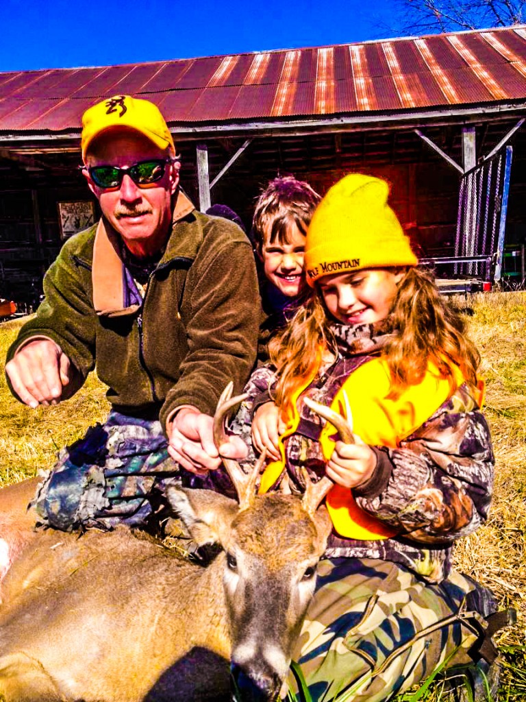 Sara Scott Stafford with her brother Case and Dad Scott, with her 7-point buck killed in Missouri's youth deer season
