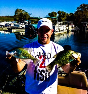 Perry Jackson with a couple Wappapello Lake slab crappie 