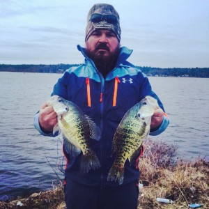Martin of the Duck Commanders with a couple Lake D'Arbonne slabs caught on his B'n'M Duck Commander rods