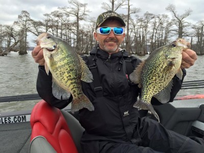 Reelfoot Guide Jackie VanCleave with a couple of big crappie