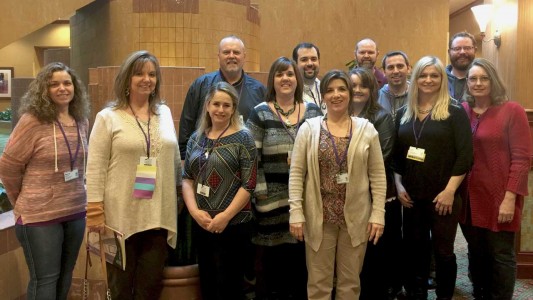 Attending the conference from Poplar Bluff Schools were [from left] Melinda Moncier, Kathy Beck, Jenn Nicolini, Bob Case, Candace Warren, Aaron Badgley, Patty Robertson, Valerie Ivy, Mike Owen, Mike Berry, Julie Carda, Josh Wesemann and Marcia Priest.