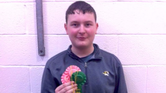 Brett Keele with his ribbons from the regional competition